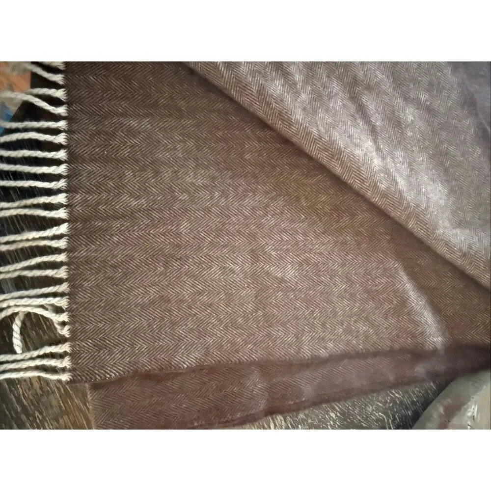 Brown Herringbone Scottish Cashmere Scarf NWOT